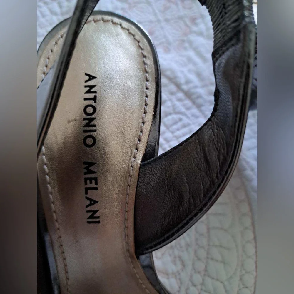 Brand New, Never Worn Metallic, Patent Leather, Sandal Heels - Picture 5 of 13